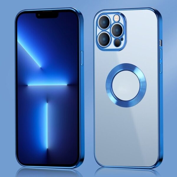 Luxury Lens Plating Protector Logo Cut Out Case Cover and 3D Glass Protector For iPhone Series - Image 34