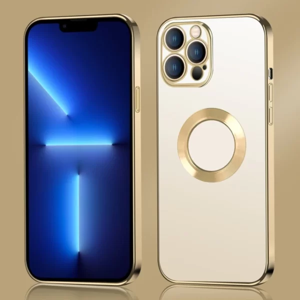 Luxury Lens Plating Protector Logo Cut Out Case Cover and 3D Glass Protector For iPhone Series - Image 33