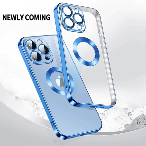 Luxury Lens Plating Protector Logo Cut Out Case Cover and 3D Glass Protector For iPhone Series - Image 29