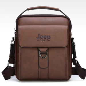 Luxury Brand Vintage Leather Messenger Shoulder Bag - Dark Brown