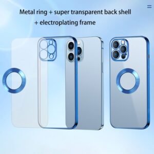 Luxury Lens Plating Protector Logo Cut Out Case Cover and 3D Glass Protector For iPhone Series
