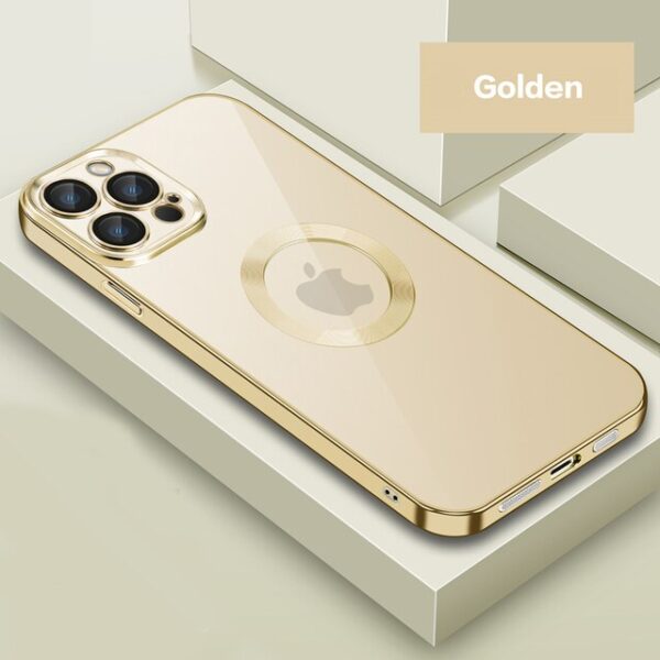 Luxury Lens Plating Protector Logo Cut Out Case Cover and 3D Glass Protector For iPhone Series - Image 23