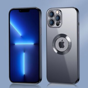 Luxury Lens Plating Protector Logo Cut Out Case Cover and 3D Glass Protector For iPhone Series