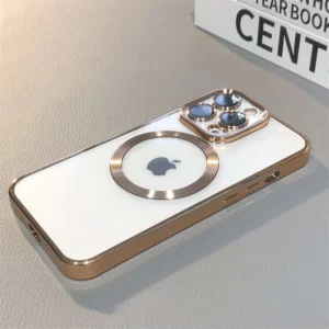 Luxury Lens Plating Protector Logo Cut Out Case Cover and 3D Glass Protector For iPhone Series
