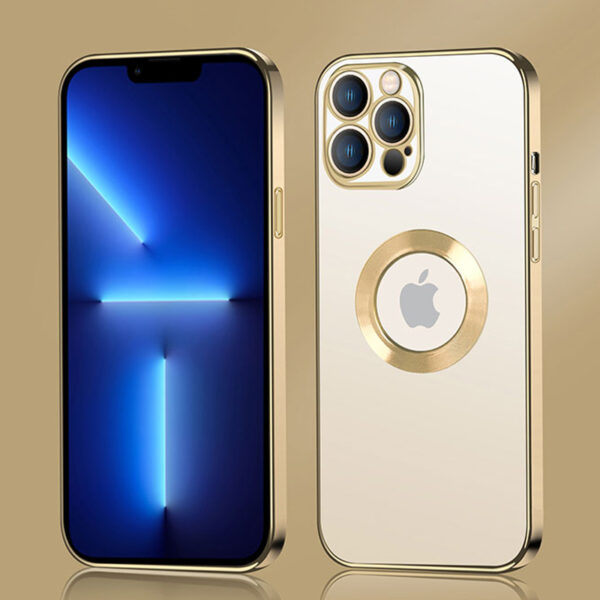 Luxury Lens Plating Protector Logo Cut Out Case Cover and 3D Glass Protector For iPhone Series - Image 21