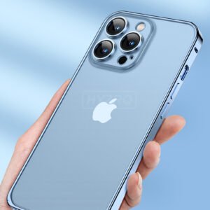 Luxury Premium Metallic Matte Transparent Shockproof Case Cover and 3D Glass Protector for iPhone  Series