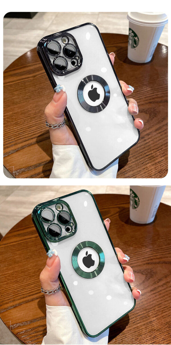 Luxury Lens Plating Protector Logo Cut Out Case Cover and 3D Glass Protector For iPhone Series - Image 12