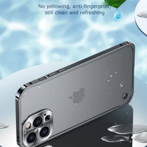 Luxury Premium Metallic Matte Transparent Shockproof Case Cover and 3D Glass Protector for iPhone  Series