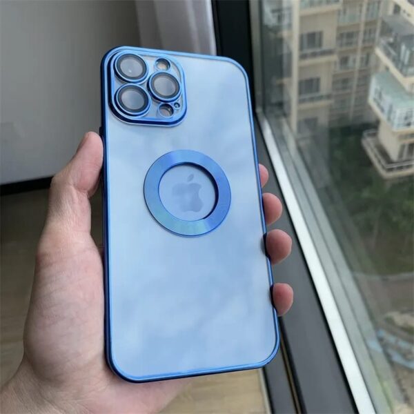 Luxury Lens Plating Protector Logo Cut Out Case Cover and 3D Glass Protector For iPhone Series - Image 8