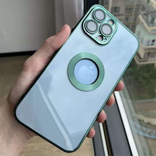 Luxury Lens Plating Protector Logo Cut Out Case Cover and 3D Glass Protector For iPhone Series - Image 10