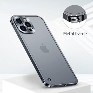 Luxury Premium Metallic Matte Transparent Shockproof Case Cover and 3D Glass Protector for iPhone  Series
