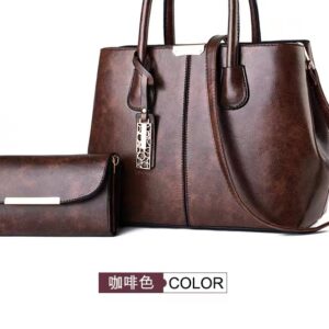 2 in1 Luxury Premium New fashion Retro shoulder messenger Handbag - Coffee Brown