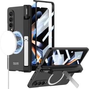Magsafe Wireless Charging Magnetic Hinge Pen Holder Stand Case Cover For Fold 3 /Fold 4