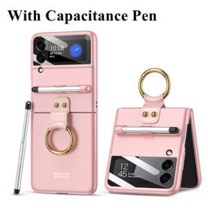 Luxury Premium Ring Case Cover With Capacitance Pen For Samsung Galaxy Z Flip 3/ Z Flip 4 1