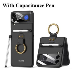 Luxury Premium Ring Case Cover With Capacitance Pen For Samsung Galaxy Z Flip 3/ Z Flip 4 1