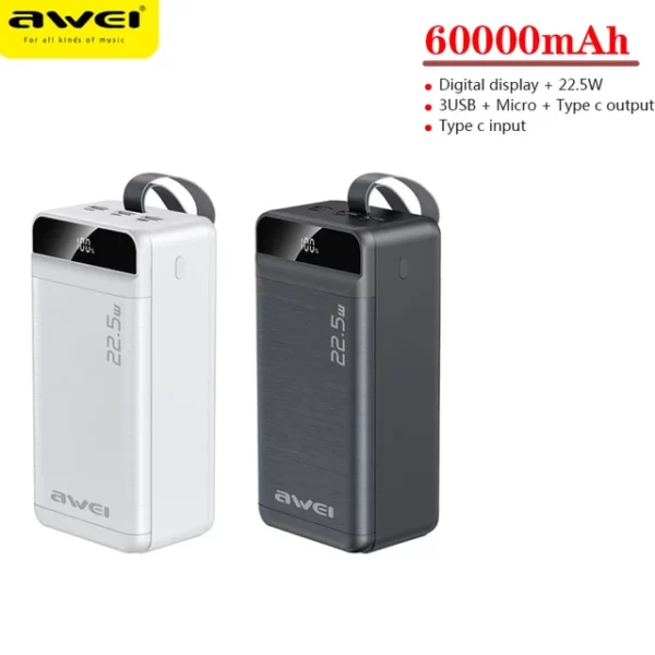 Awei P144K Power Bank 60000mAh 22.5W Outdoor Large Capacity Powerbank