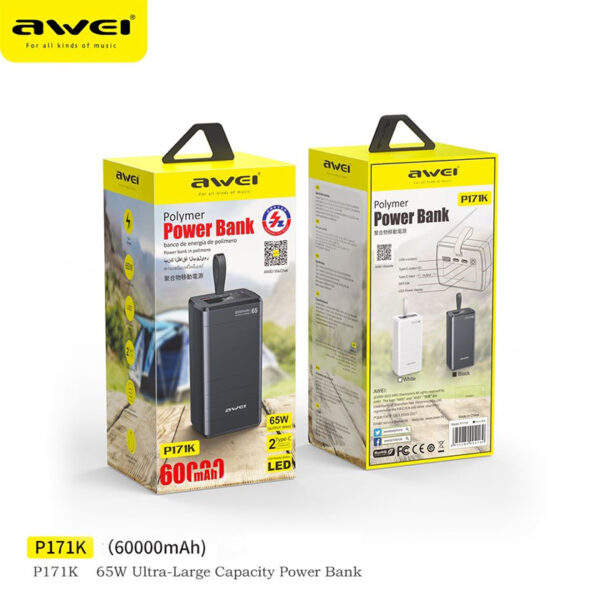 Awei P144K Power Bank 60000mAh 22.5W Outdoor Large Capacity Powerbank - Image 12