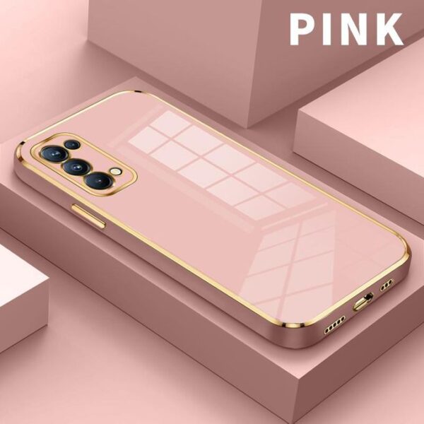 Luxury Premium Electroplated Gold Plated Case Cover and 3D Glass Protector For Oppo Reno 6 - Image 2