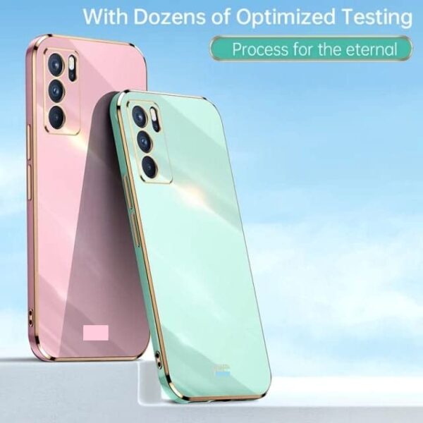 Luxury Premium Electroplated Gold Plated Case Cover and 3D Glass Protector For Oppo Reno 6 - Image 3