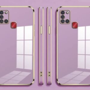 Luxury Premium Electroplated Gold Plated Case Cover and 3D Glass Protector For Samsung Galaxy A21S - Purple