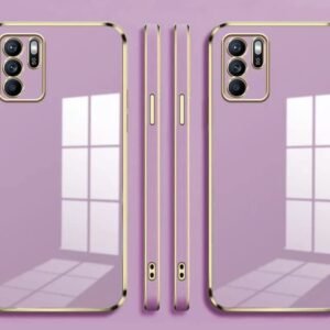 Luxury Premium Electroplated Gold Plated Case Cover and 3D Glass Protector For Oppo Reno 6 - Purple