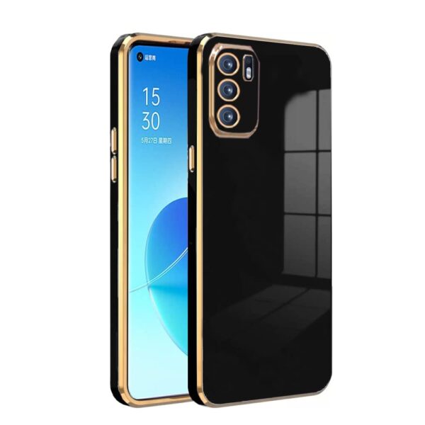 Luxury Premium Electroplated Gold Plated Case Cover and 3D Glass Protector For Oppo Reno 6