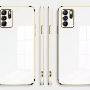 Luxury Premium Electroplated Gold Plated Case Cover and 3D Glass Protector For Oppo Reno 6 - White