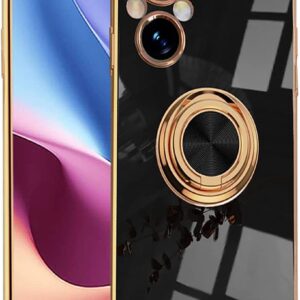 Luxury Premium Electroplated Gold Plated Case Cover and 3D Glass Protector For Oppo A96 - Black