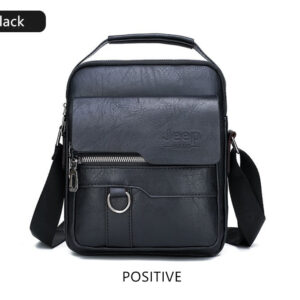 Luxury Brand JEEP Vintage Leather Messenger Shoulder Bag - Black