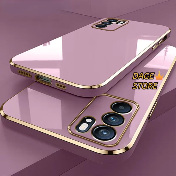 Luxury Premium Electroplated Gold Plated Case Cover and 3D Glass Protector For Oppo Reno 6 - Image 24