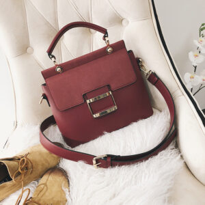 Luxury Premium Vintage Shoulder New Buckle Matte Leather Crossbody Handbags - Red