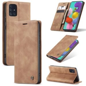 Luxury Premium Caseme Leather Wallet Case Cover and 3D GlassProtector For Samsung Galaxy A51/A71