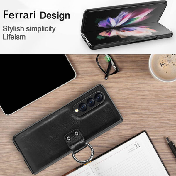 Luxury Premium Finger Horse Ring holder leather cover case for Samsung Galaxy Z Fold 5 - Image 15