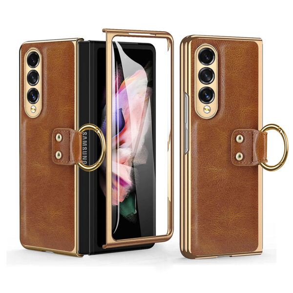 Luxury Premium Finger Horse Ring holder leather cover case for Samsung Galaxy Z Fold 3/ Z Fold 4 - Image 17