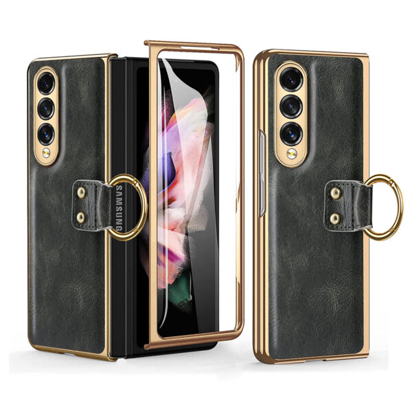 Luxury Premium Finger Horse Ring holder leather cover case for Samsung Galaxy Z Fold 5 - Image 20