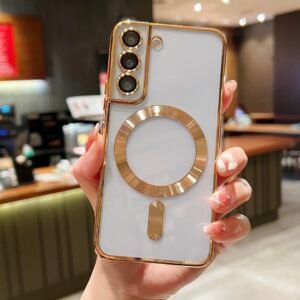 Luxury Premium Transparent Plating Anti-Scratch with Full Camera Cover For Samsung Galaxy S21 FE - Gold