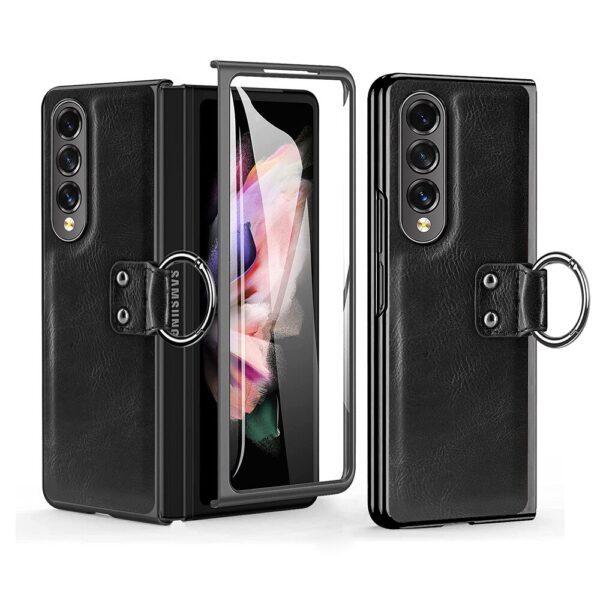 Luxury Premium Finger Horse Ring holder leather cover case for Samsung Galaxy Z Fold 3/ Z Fold 4 - Image 23