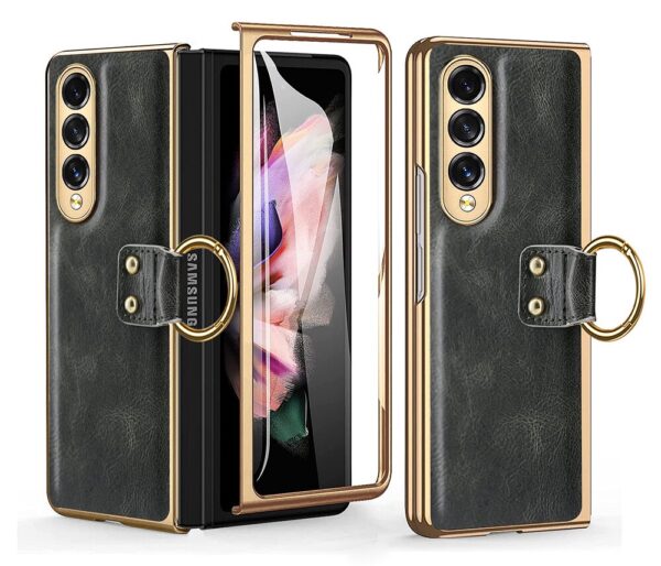 Luxury Premium Finger Horse Ring holder leather cover case for Samsung Galaxy Z Fold 3/ Z Fold 4 - Image 24