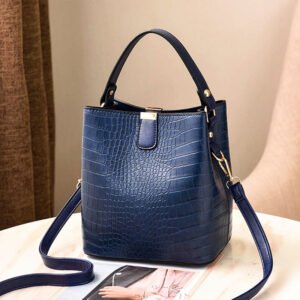 Yogodlns Retro Alligator Crocodile Large Capacity Crossbody Shoulder Messenger Bag - Blue