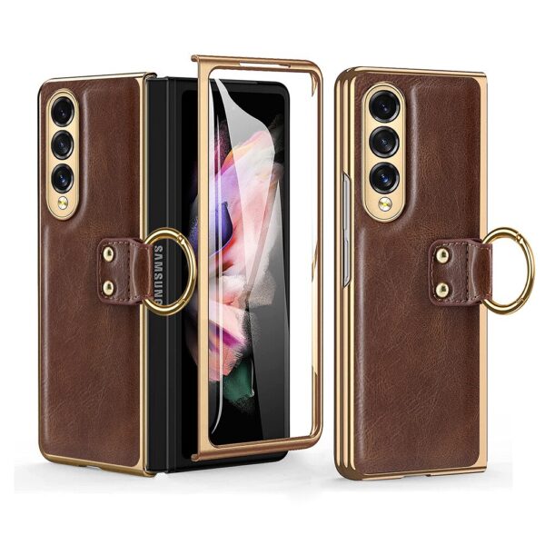 Luxury Premium Finger Horse Ring holder leather cover case for Samsung Galaxy Z Fold 3/ Z Fold 4 - Image 28