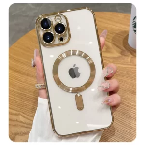 Luxury Premium Transparent Plating Magsafe with Full Camera Lens Case Cover For iPhone Series
