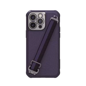 Nilkin With Rope Strap Luxury Sports 3D Texture Shockproof Cover iPhone 14 Pro Max - Purple