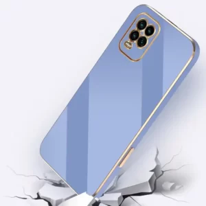 Luxury Premium Electroplated Gold Plated Case Cover and 3D Glass Protector For Samsung Galaxy A12 - Blue