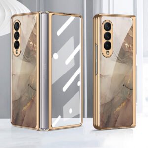 Luxury Premium Electroplated Marble Case Cover For Samsung Galaxy Z Fold 4 - Marble White