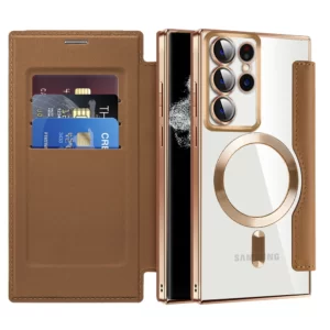 Luxury Premium Camera Protection Magsafe Wireless Charging Case Cover For Samsung S21 Ultra - Brown