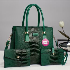 Luxury Premium 3 in 1 Fashion Crocodile Crossbody Satchel Shoulder Bag - Green