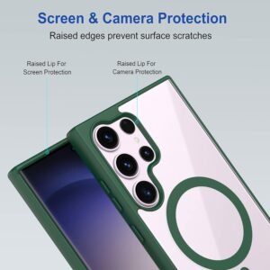 Luxury Premium Magsafe Transparent TPU Bumber Case Cover For Samsung Galaxy S24 Ultra - Green