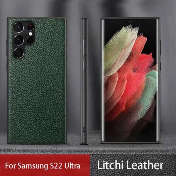 Luxury Premium Retro Lychee Grain Leather Case Cover For Samsung Galaxy S22 Ultra/S23 Ultra - Image 4