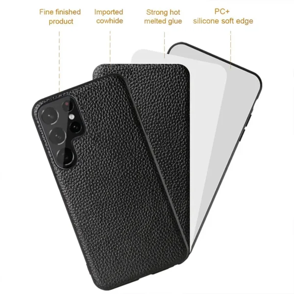 Luxury Premium Retro Lychee Grain Leather Case Cover For Samsung Galaxy S22 Ultra/S23 Ultra - Image 8