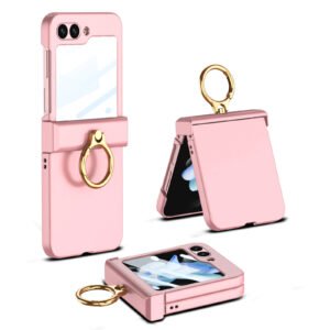 Luxury Premium Hinge Protection with Ring Holder Case Cover for Galaxy Z Flip 5/Z Flip 6